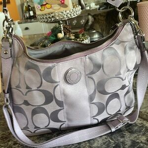 Coach NWT Signature Jacquard Hobo Bag | Lilac Purple | Silver Hardware